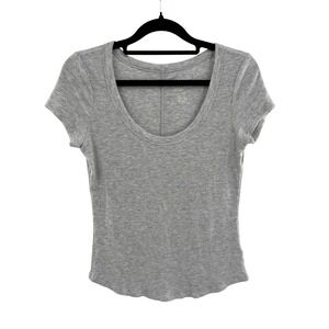American Eagle Soft Sexy Ribbed Scoop Neck Tee Gray XS